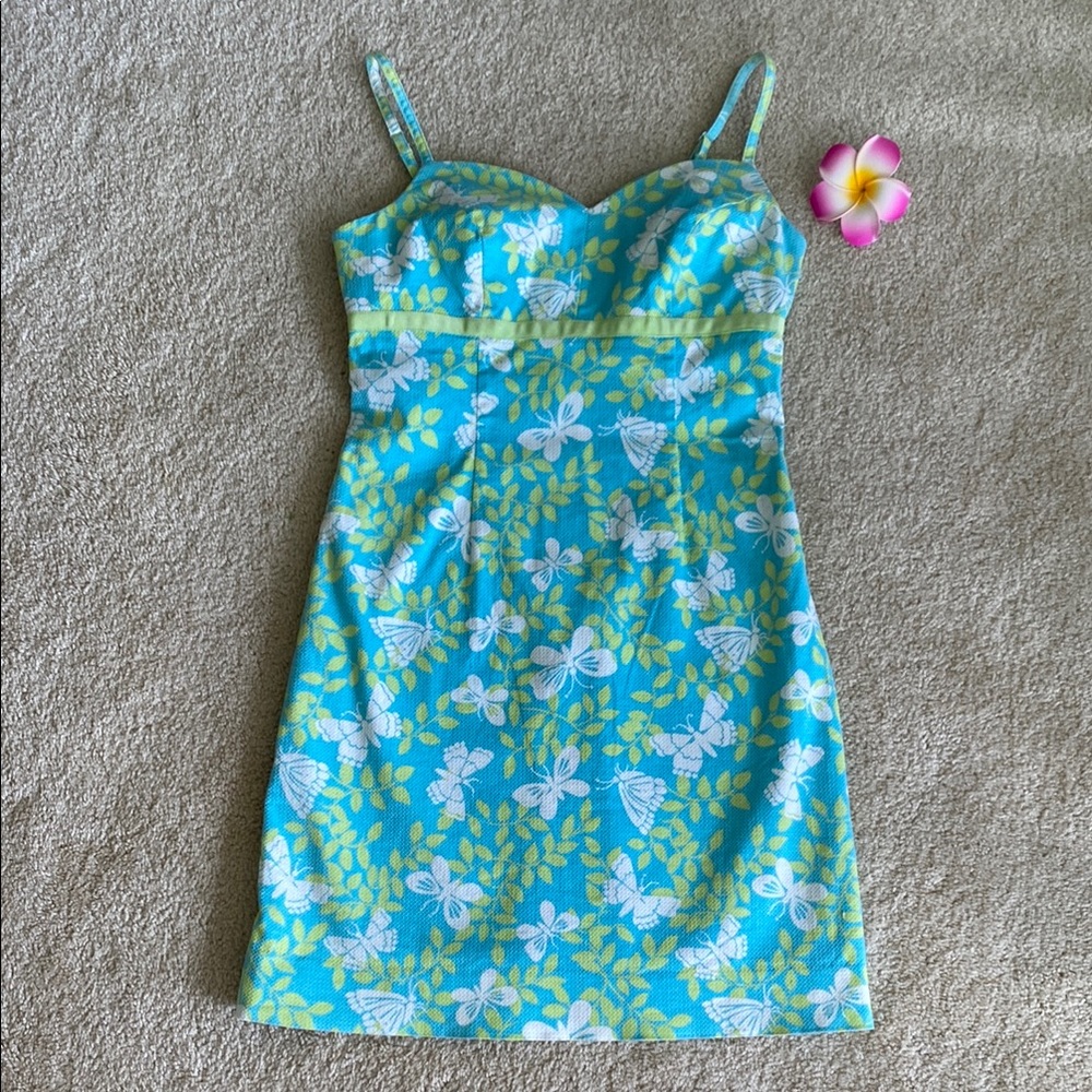 Lilly Pulitzer vintage Blue, green butterfly Dress, 6